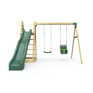 Rebo Children's Wooden Pyramid Activity Frame with Swings and 10ft Water Slide - Cora Linn