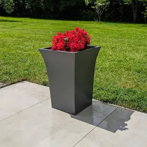 50cm Zinc Matte Grey Flared Tapered Square Planter