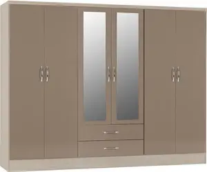 Cascio 6 Door Wardrobe Zipcode Design Finish: Brown