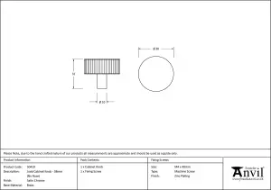 From The Anvil Satin Chrome Judd Cabinet Knob - 38mm (No rose)