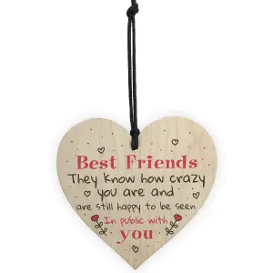 Red Ocean Best Friend Birthday Gift Friendship Sign Shabby Chic Handmade Wood Hanging Heart Thank You Keepsake Plaque