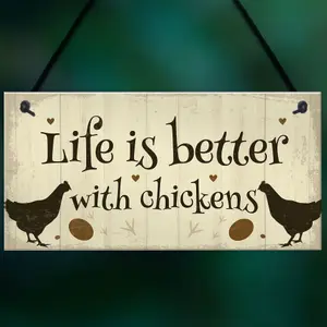 Red Ocean Life Is Better Funny Chicken Sign For Hen House Chicken House Garden Sign