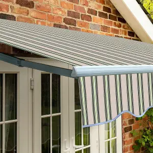 Primrose Awnings 3.5m x 2.5m Retractable Manual Standard Multistripe Awning Outdoor Patio Canopy