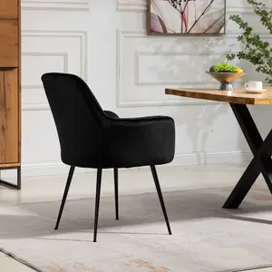 Carrara Velvet Dining Chairs - Set of 2 - Black