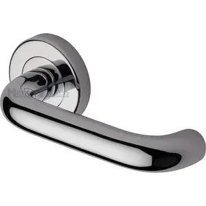 Heritage Door Handle Lever Latch on Round Rose Harmony Design (Set of 2) Polished Chrome