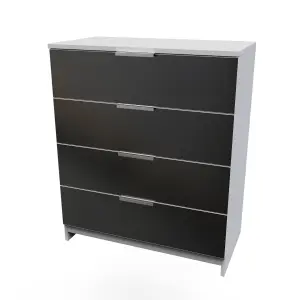 Poole 4 Drawer Chest in Black Gloss & White (Ready Assembled)