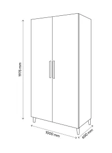 GoodHome Atomia Freestanding Matt white oak effect Particle board Wardrobe (H)1975mm (W)1000mm (D)600mm