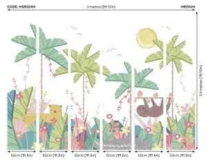 Origin Murals Children's Jungle Animals Pale Green Matt Smooth Paste the Wall 300cm wide x 240cm high