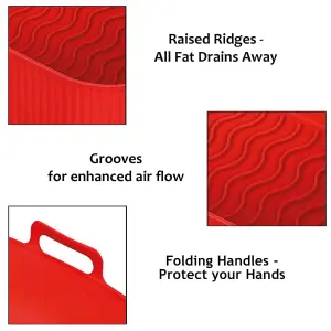 SPARES2GO Rectangular Non-Stick Silicone Basket Drawer Liners for Air Fryer (Pack of 2, Red)