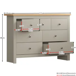 Vida Designs Arlington Grey 4+3 Drawer Chest (H)810mm (W)1115mm (D)350mm