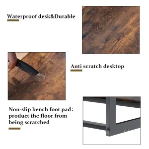 Computer Desk with Self Corner Desk Work Table Home Office Table Industrial Rustic Brown