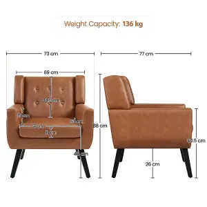 Yaheetech Button Tufted Armchair Leisure Chair - Retro Brown