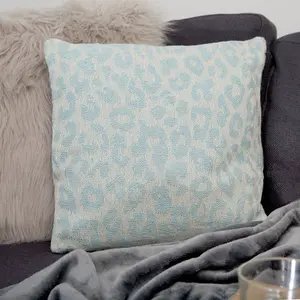 Blue Leopard Print Cushion - 45 x 45cm