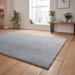 Light Blue Shaggy Washable Plain Modern Rug For Living Room Bedroom & Dining Room-160cm X 230cm