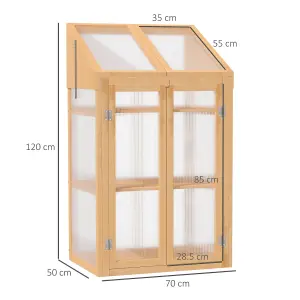 Outsunny Wooden Greenhouse Cold Frame Grow House w/ Double Door for Flower Brown