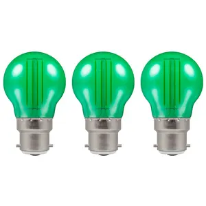 Crompton Lamps LED Golfball 4.5W B22 Harlequin IP65 Green Translucent (3 Pack)