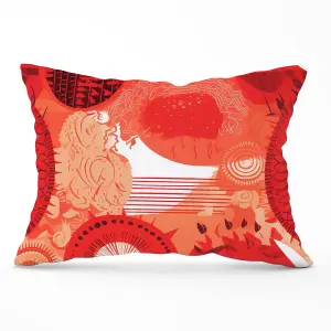 Abstract Red Sun pattern Cushions 33cm x 48cm