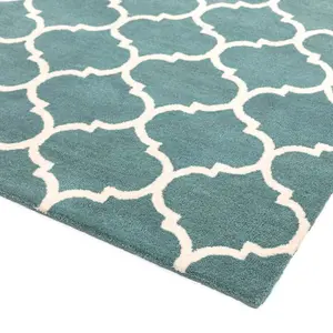 Ogee Duck Egg Wool Geometric Luxurious Modern Handmade Easy to Clean Rug for Living Room and Bedroom-160cm X 230cm