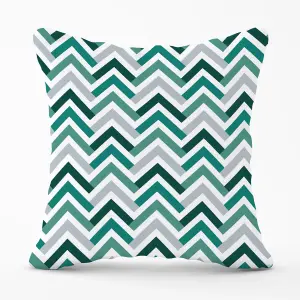 Retro Vintage Colored Chevron Pattern Outdoor Cushion 45cm x 45cm