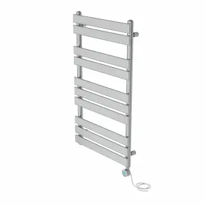 Rinse Bathrooms 1000x600mm Chrome Flat Panel Electric Heated Towel Rail Thermostatic Timer Bathroom Towel Radiator 600W