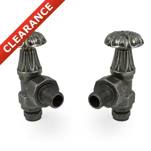 Abbey Manual Radiator Valve (Pair) - Pewter (Angled Manual)