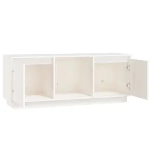 Berkfield TV Cabinet White 110.5x35x44 cm Solid Wood Pine