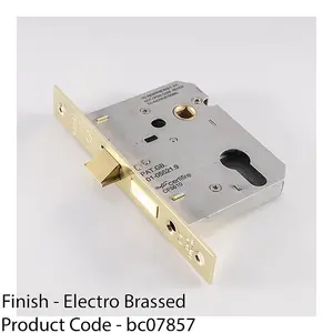 76mm Contract EURO Profile Sashlock Square Forend Electro Brassed Door Latch