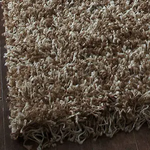 Beige Shaggy Plain Easy to Clean Rug For Dining Room-240cm X 340cm