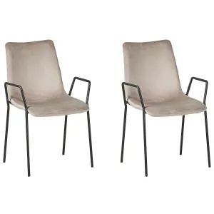 Set of 2 Dining Chairs JEFFERSON Velvet Taupe