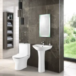 Compact Rimless Toilet Pan, Cistern and Soft Close Sandwich Seat - 800mm x 375mm x 610mm