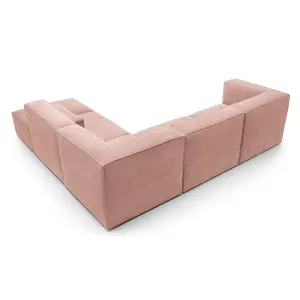 Doris Modular Extended Corner Sofa in Pink Cord Chenille