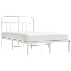 Berkfield Metal Bed Frame with Headboard White 120x190 cm