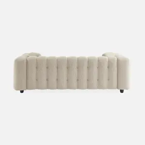 sweeek. 3-seater sofa upholstered in textured boucle fabric Leon Beige 99x229x71 cm