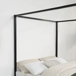 Ashwell Modern Four 4 Poster Black Double Metal Bed Frame