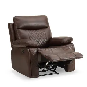 Carson 1 Seater Manual Recliner, Brown Air Leather