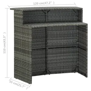 Berkfield Garden Bar Table Grey 120x55x110 cm Poly Rattan