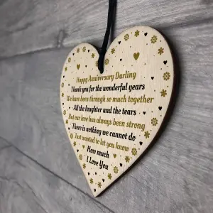 Happy Anniversary Gift For Your Boyfriend Girlfriend Husband Wife Wood Heart Thank You Keepsake