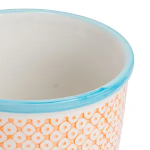 Nicola Spring - Hand-Printed Plant Pots - 14cm - Orange - Pack of 2