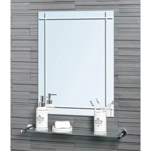 Showerdrape Marylebone Rectangular Wall Mounted Frameless Diamond Cut Bevelled Edge Bathroom Mirror 60 x 45cm