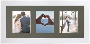 Metro White Frame with Dark Grey Mount for 3 Image Sizes 7 x 5 Inch