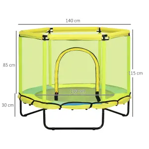 ZONEKIZ 4.6FT Kids Trampoline with Enclosure Safety Net for 3-10 YearsYellow