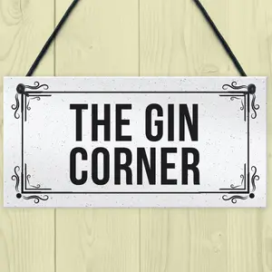 Funny Home Bar Sign The Gin Corner Plaque Garden Shed Bar Sign Gin Gift