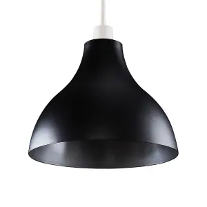 ValueLights Dexter Black Ceiling Pendant Shade and E27 GLS LED 6W Warm White 3000K Bulb