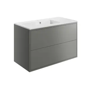 Grasmere Matt Grey Wall-mounted Vanity unit & basin set (W)900mm (H)600mm