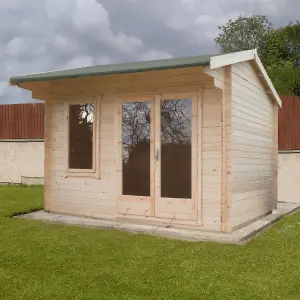 Shire Marlborough 12x12 ft Toughened glass & 1 window Apex Wooden Cabin with Felt tile roof