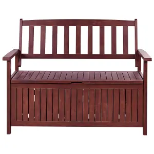 Garden Bench with Cushion SOVANA with Storage Acacia Wood Light Grey