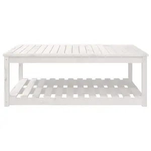 Berkfield Garden Table White 121x82.5x45 cm Solid Wood Pine