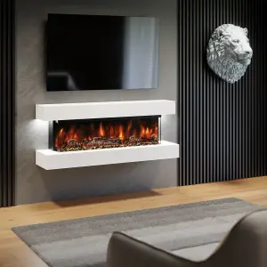 Studio 4 Built in Britain Wall Mounted Electric Fireplace, LED Flame, Fully Assembled, 54 Inches Wide