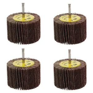 80mm x 50mm Flap Wheel Disc Abrasive Sanding Pad for Drills 60 Grit 4 Pack