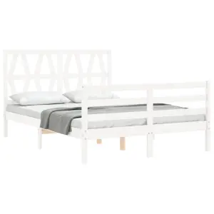 Berkfield Bed Frame with Headboard White 120x200 cm Solid Wood